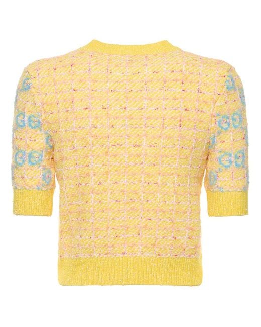 Top de mezcla de lana con GG en intarsia Gucci de color Yellow
