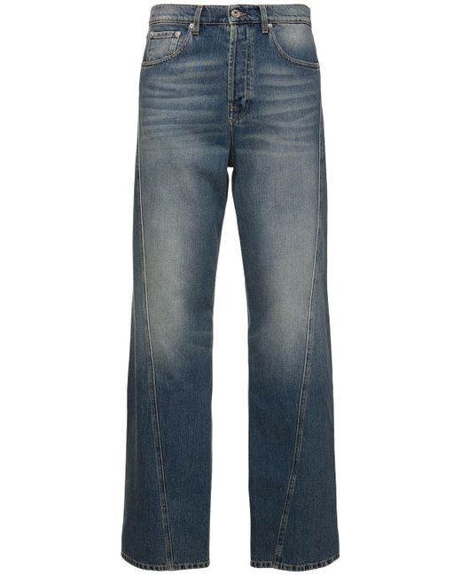 Lanvin Blue 23.5Cm Loose Twisted Cotton Denim Jeans for men