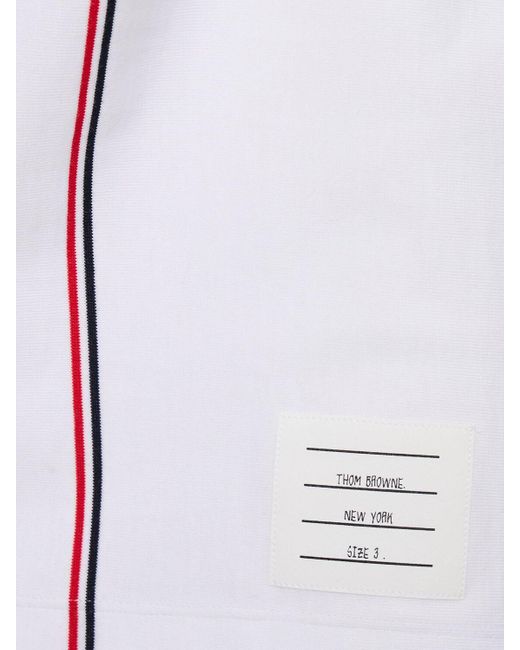 Thom Browne White Cotton S/s T-shirt W/ Stripe for men
