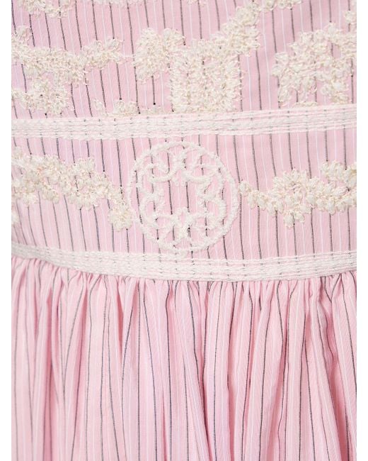 Elie Saab Pink Embroidered Poplin Midi Dress