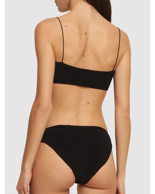 Totême  Black Smocked Bikini Top