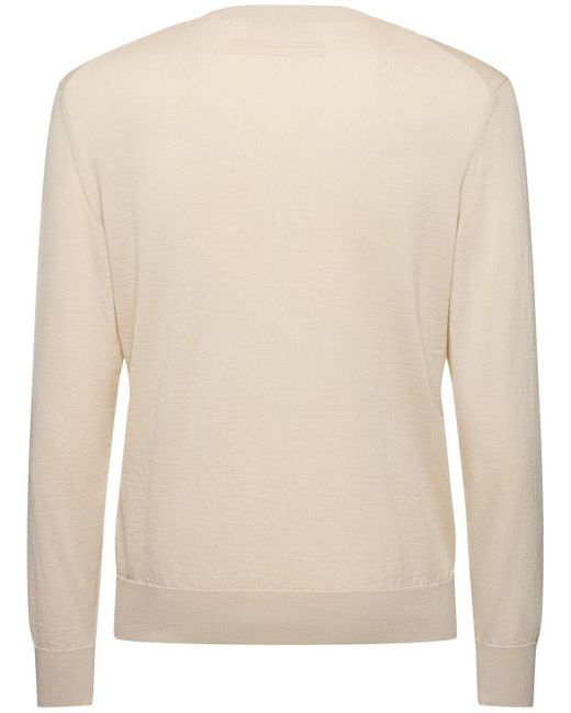 Zegna Natural Cashmere & Silk V Neck Sweater for men
