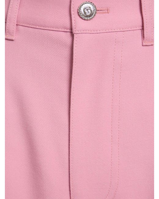 Pantalon ample en laine à plis Gucci en coloris Pink
