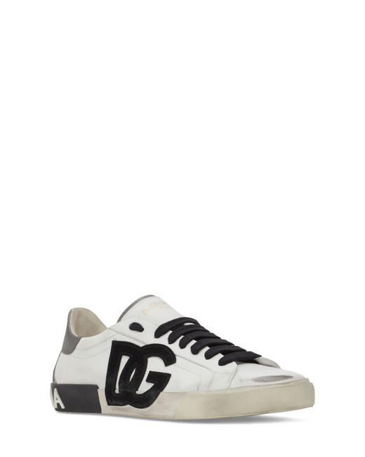 Dolce & Gabbana White New Portofino Dg Low Top Sneakers for men