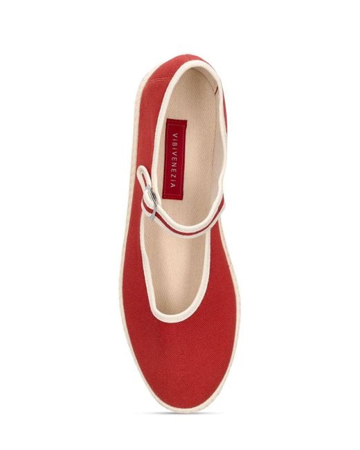 Vibi Venezia Red 10mm Hohe Mary Jane-loafer Aus Chenille
