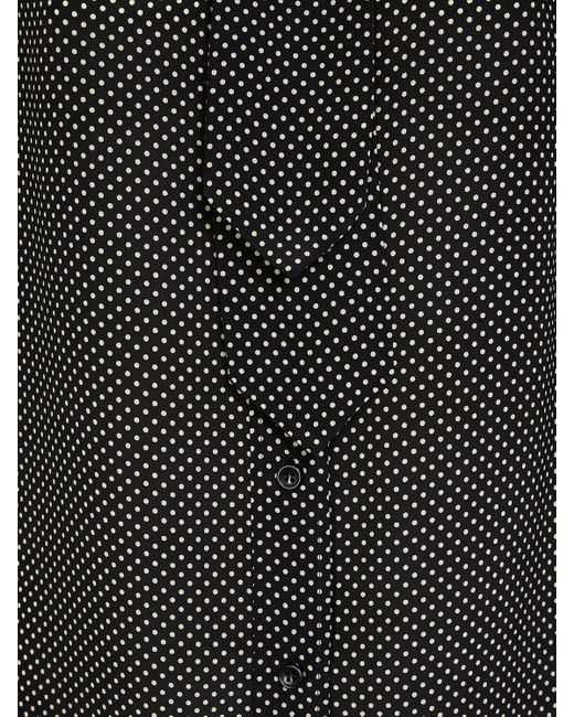 Chemise en soie avec cravate Saint Laurent en coloris Black