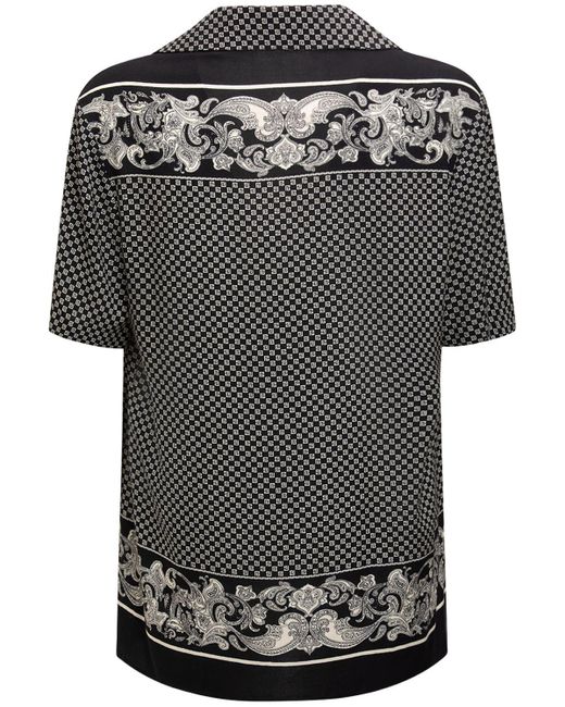Balmain Black Mini Monogram Viscose Pajama Shirt for men