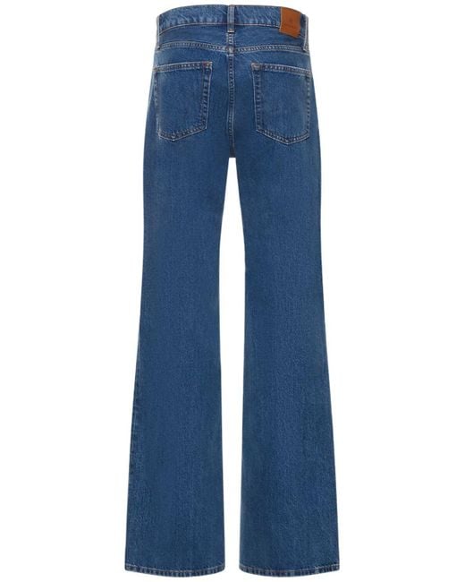 Jeans dritti hugh in denim di cotone di Anine Bing in Blue