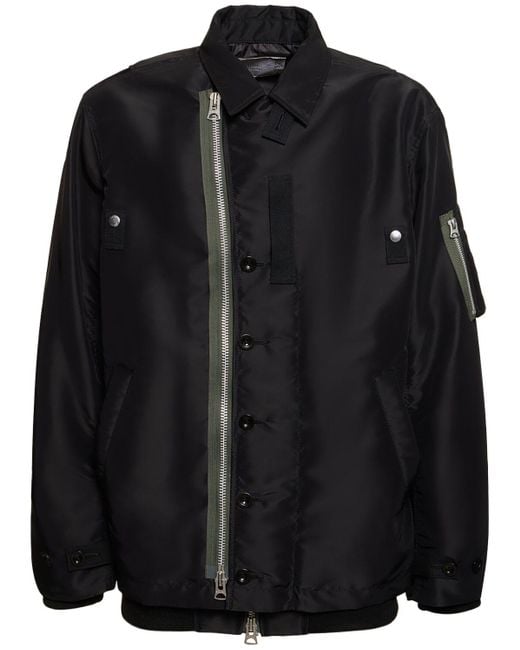 Chaqueta de sarga de nylon Sacai de hombre de color Black