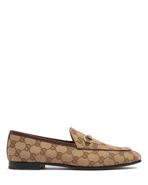 Gucci Brown 10mm New Jordaan Canvas Loafers
