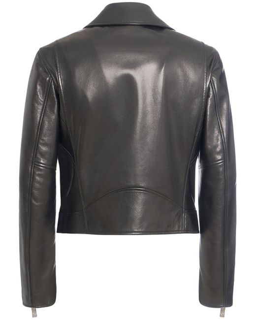 Versace Gray Leather Biker Jacket for men