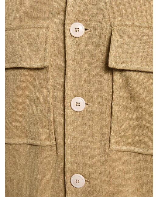 Lardini Natural Linen & Cotton Knit Overshirt for men