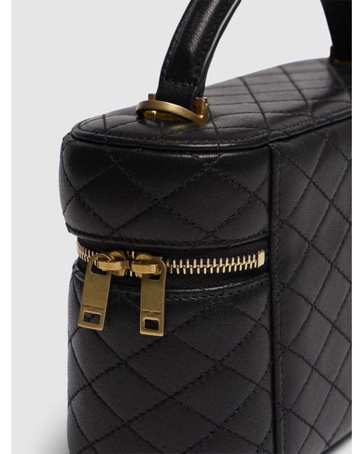 Saint Laurent Black Gaby Leather Vanity Bag W/ Strap