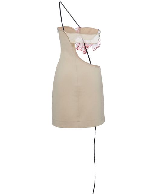 Nensi Dojaka White Jersey Mini Dress W/ Tulle Insert