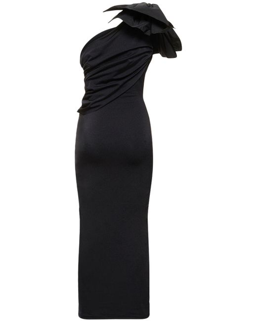 Robe longue drapée en lycra Giambattista Valli en coloris Black