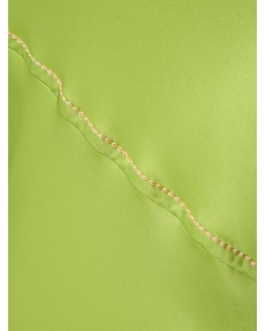 Acne Green Asymmetric Satin L/S Midi Dress