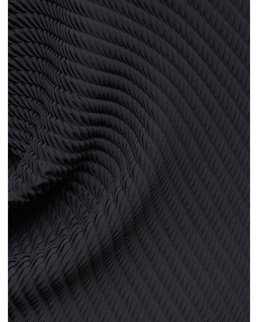 Issey Miyake Black Pleated Turtleneck Long Sleeve Top