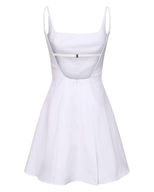 Staud White Joli Cotton Blend Mini Dress