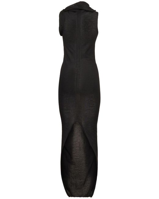 Rick Owens Black Leichtes Wollkleid Mit Wickelausschnitt "banded T"