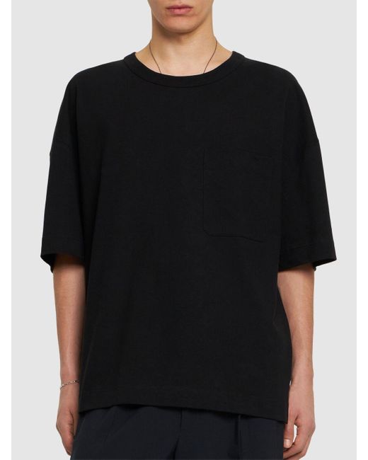 T-shirt boxy fit in cotone e lino di Lemaire in Black da Uomo