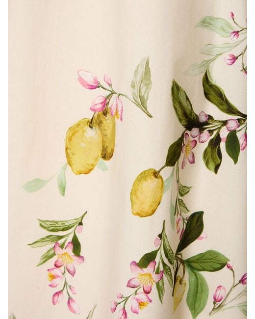 Giambattista Valli Natural Printed Cotton Poplin Long Skirt