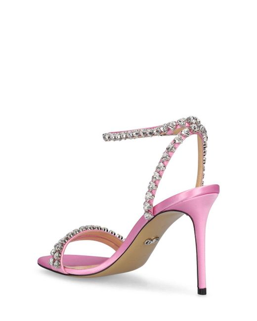 Mach & Mach Pink 95Mm Audrey Satin Sandals