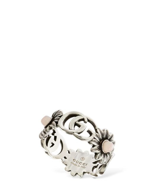 Gucci Multicolor Double G Flower Ring W/ Mother Of Pearl