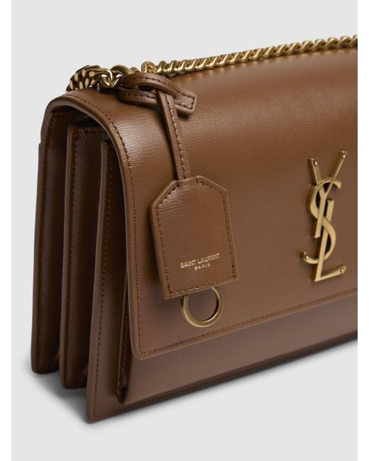 Saint Laurent Brown Medium Sunset Leather Shoulder Bag