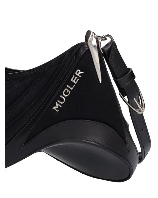 Mugler Black Medium Spiral Curve Leather Shoulder Bag