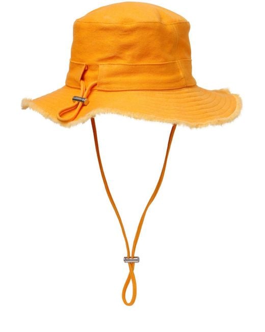 Jacquemus Orange Le Bob Artichaut Embellished Frayed Cotton-canvas Bucket Hat