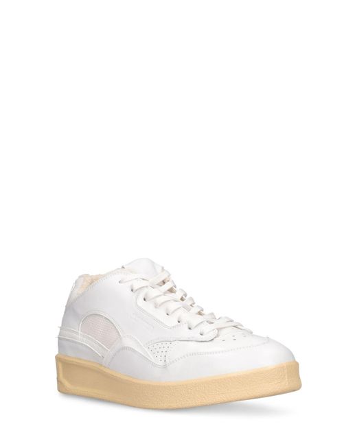 Jil Sander White Classic Low Leather Sneakers for men