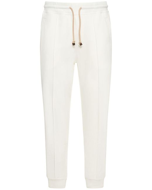 Pantaloni in felpa di misto cotone di Brunello Cucinelli in White da Uomo