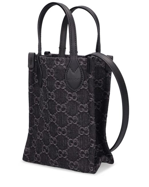 Gucci Black Mini Ophidia gg Denim Shoulder Bag