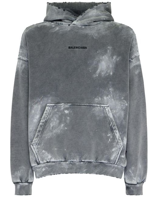 Balenciaga Gray Vintage Washed Cotton Hoodie for men