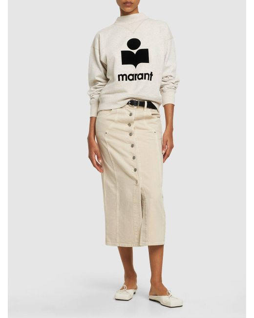 Isabel Marant Natural Moby Logo Cotton Blend Sweatshirt