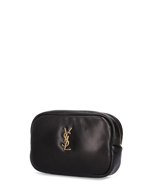 Saint Laurent Black Mini Cassandre Leather Makeup Bag