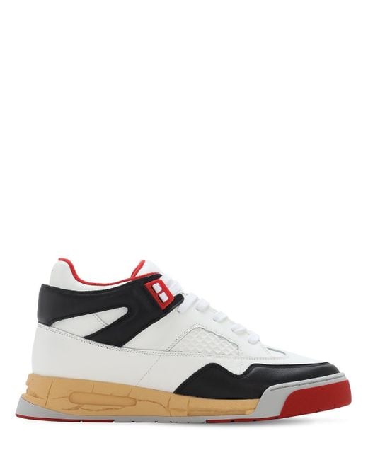 Maison Margiela 35mm Ddstck Leather Mid-high Sneakers in White/Red ...