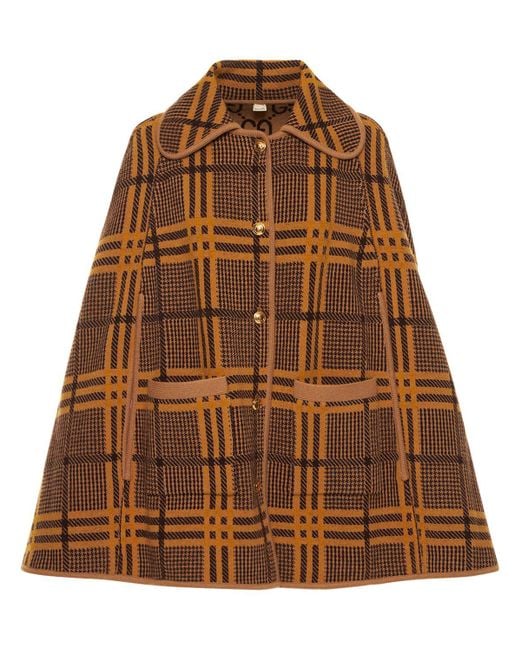 Gucci Brown Love Parade Reversible Jacquard-knit Wool-blend Cape