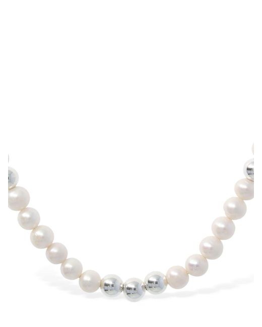 Emanuele Bicocchi White Pearl Chain Collar Necklace for men