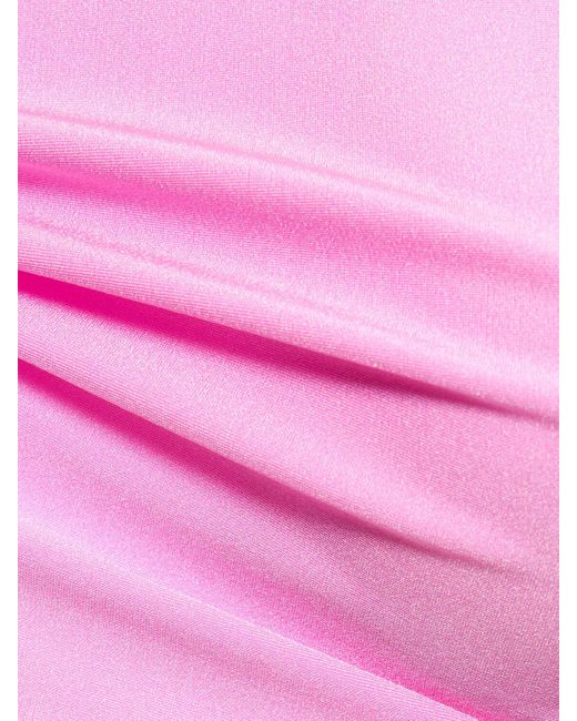 ANDAMANE Pink Shiny Lycra Crop Turtlenck Top