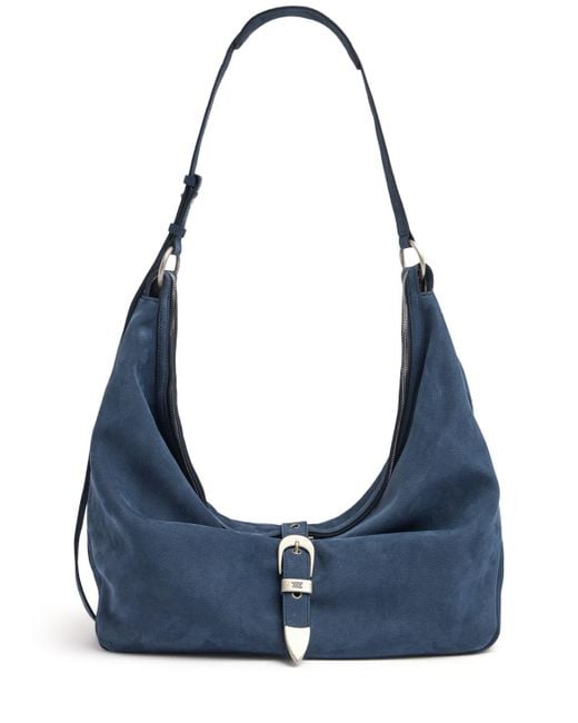 Marge Sherwood Belted Hobo Suede Shoulder Bag Unique in Blue