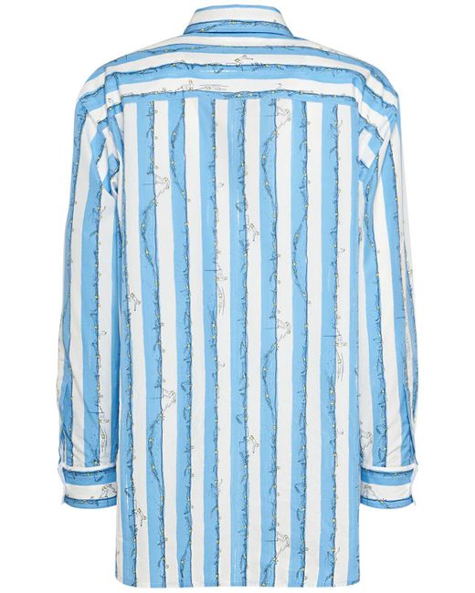 Camicia in cotone stampato di Bottega Veneta in Blue da Uomo