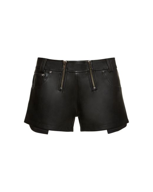 GmbH Black Double Zip Faux Leather Shorts for men