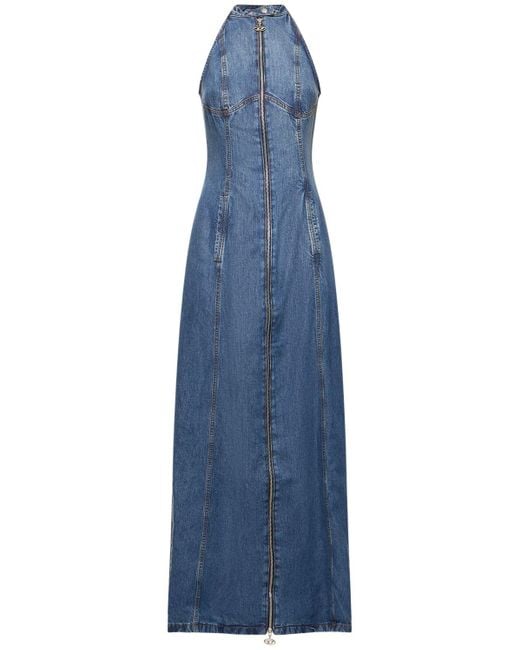 DIESEL Blue De-lulu Sleeveless Denim Zip Maxi Dress