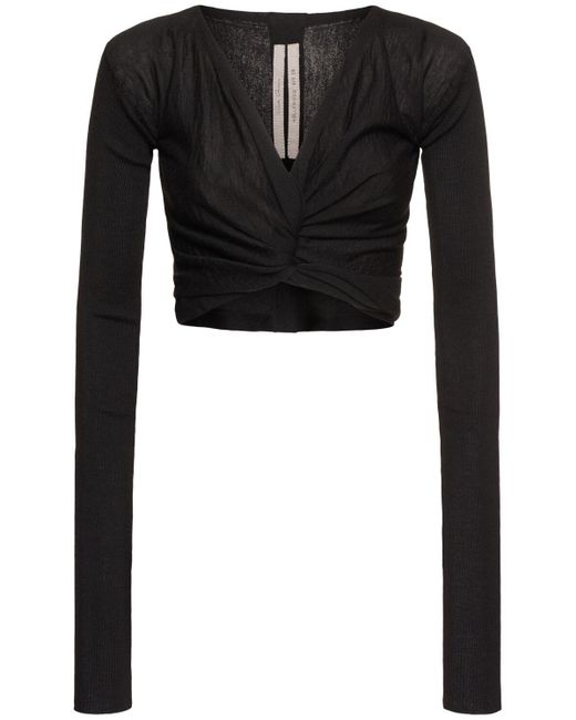 Rick Owens ラップウールニット クロップドトップ Black