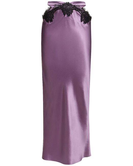 Falda maxi de seda y encaje Fleur du Mal de color Purple