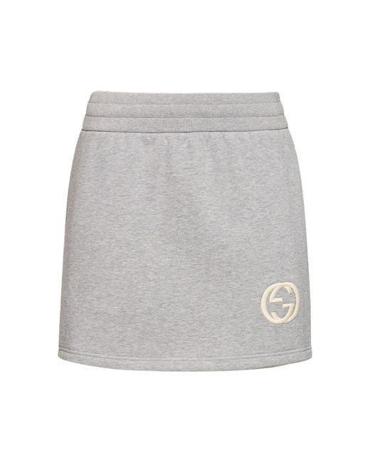 Minifalda de algodón Gucci de color Gray