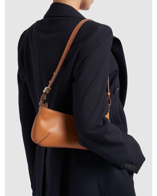 Max Mara Brown Daisy Leather Shoulder Bag