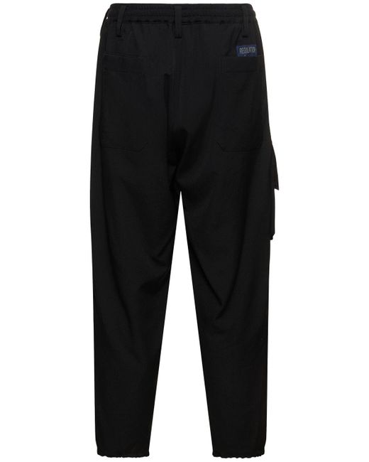 Yohji Yamamoto Black Z-rib Wool Cargo Pants for men