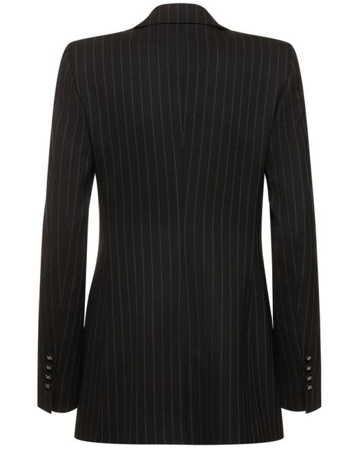 Veste en laine à fines rayures à boutonnage simple Dolce & Gabbana en coloris Black